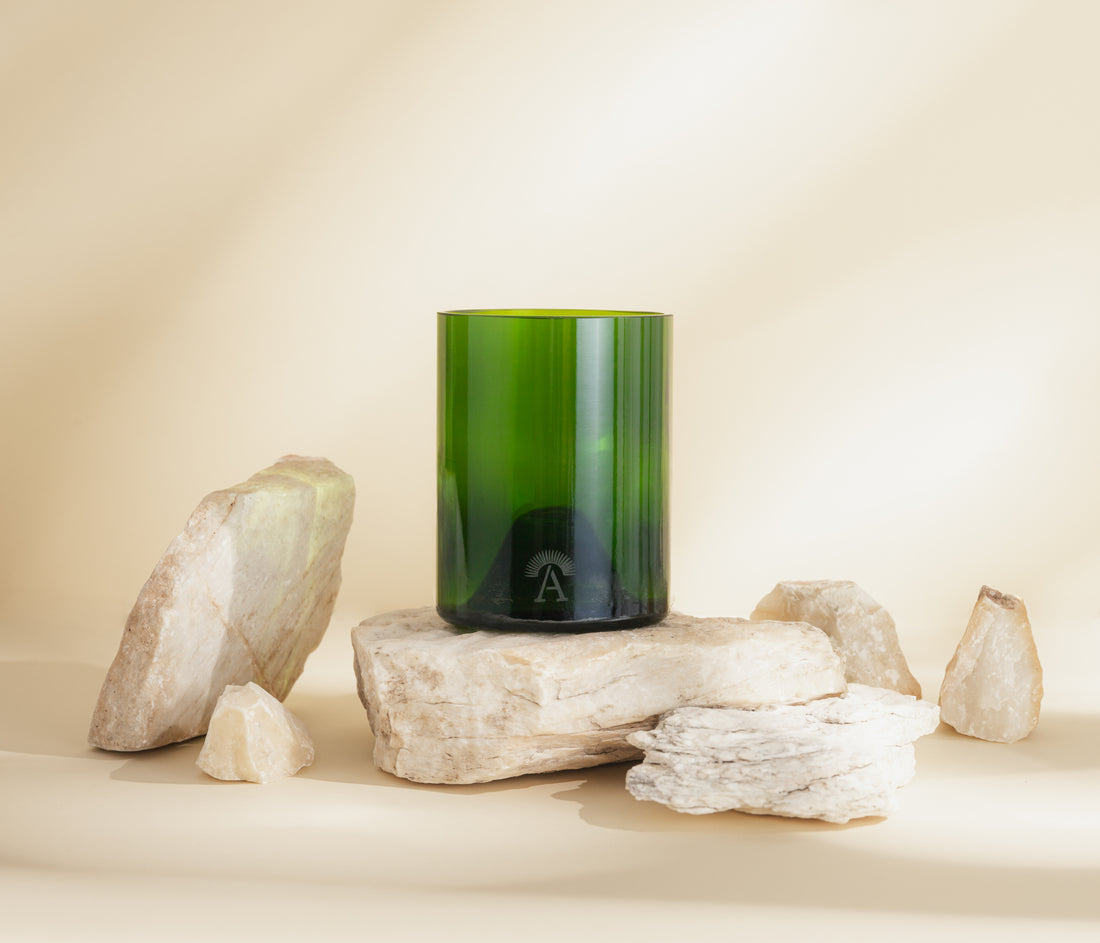 Set of 6 Green Glasses and Green Jug