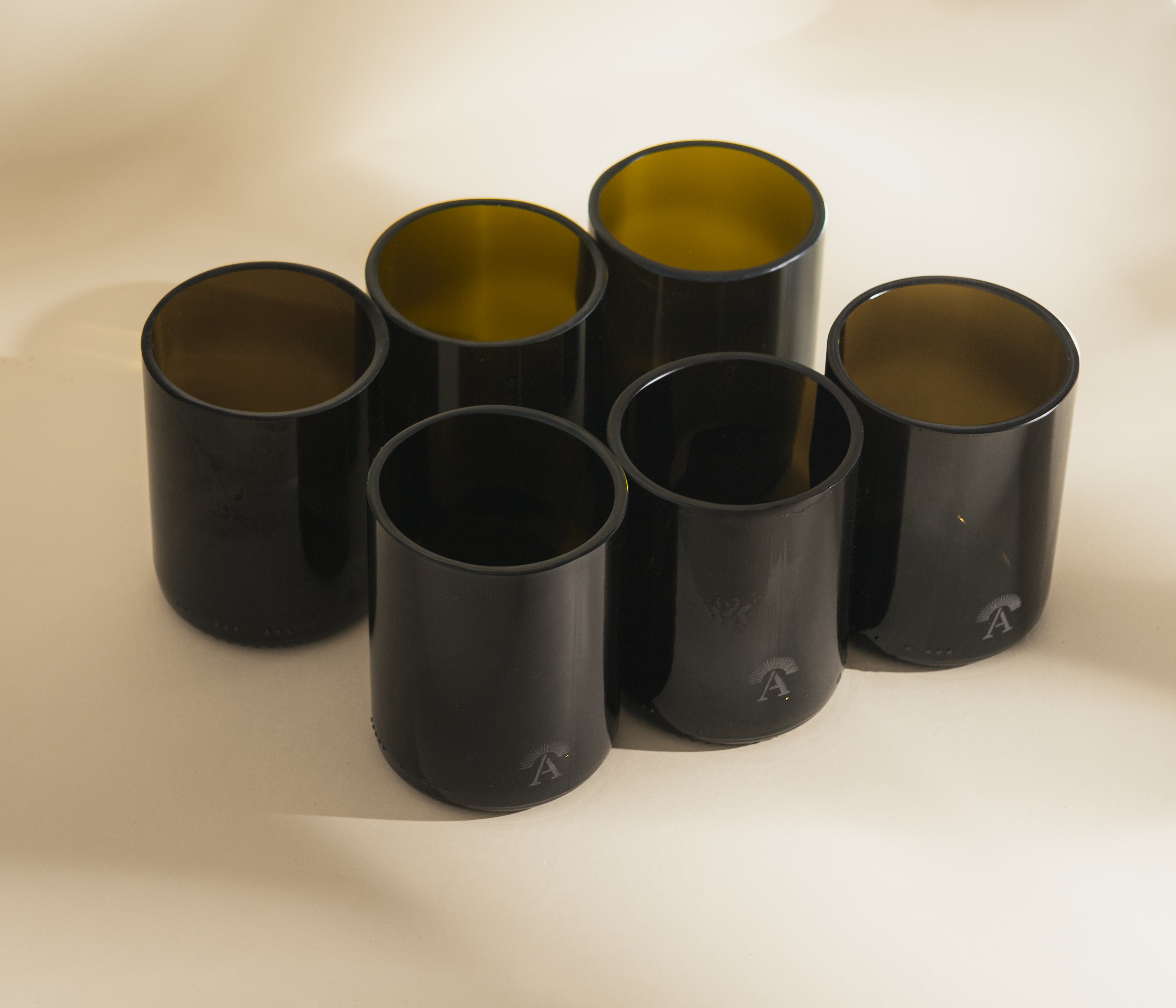 Set of 6 Black Glasses and Black Jug