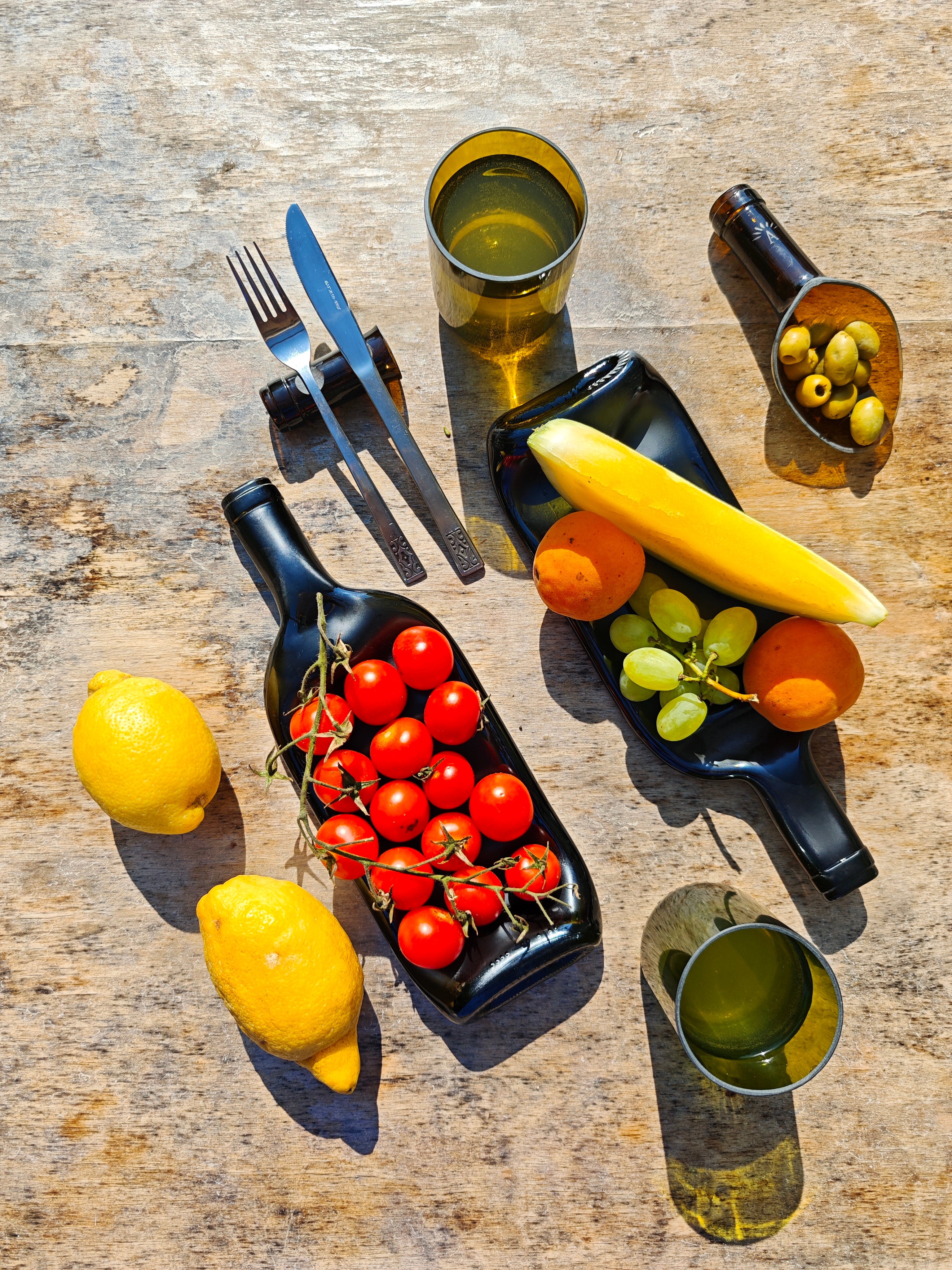 Vassoio | Bottiglia di vino schiacciata