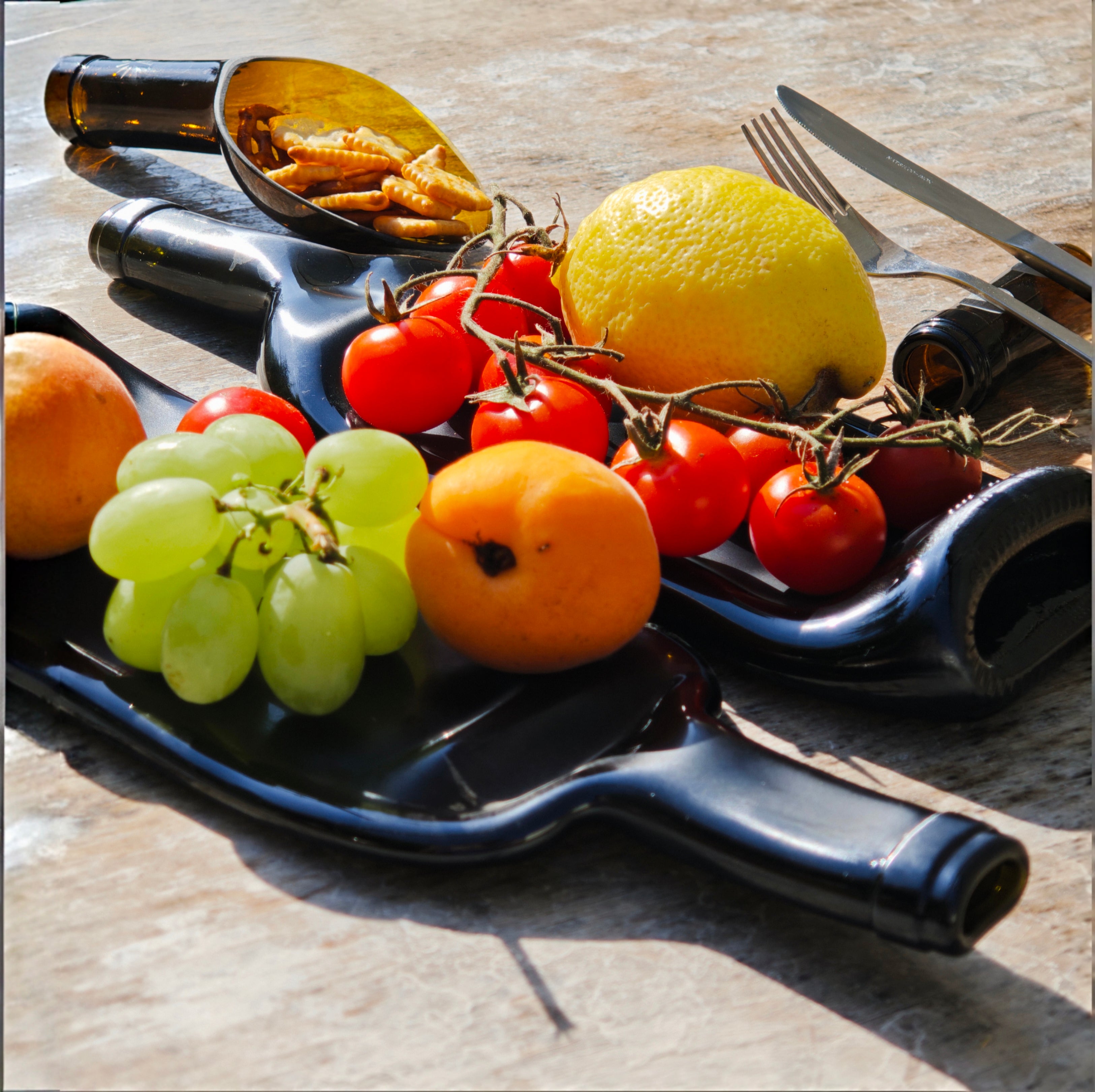 Vassoio | Bottiglia di vino schiacciata