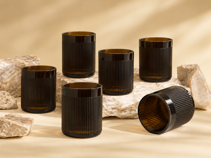 Set di 6 Bicchieri rigati Neri | Limited Edition