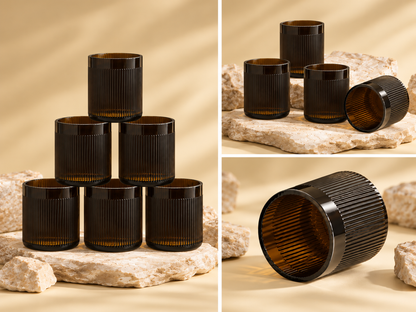 Set di 6 Bicchieri rigati Neri | Limited Edition
