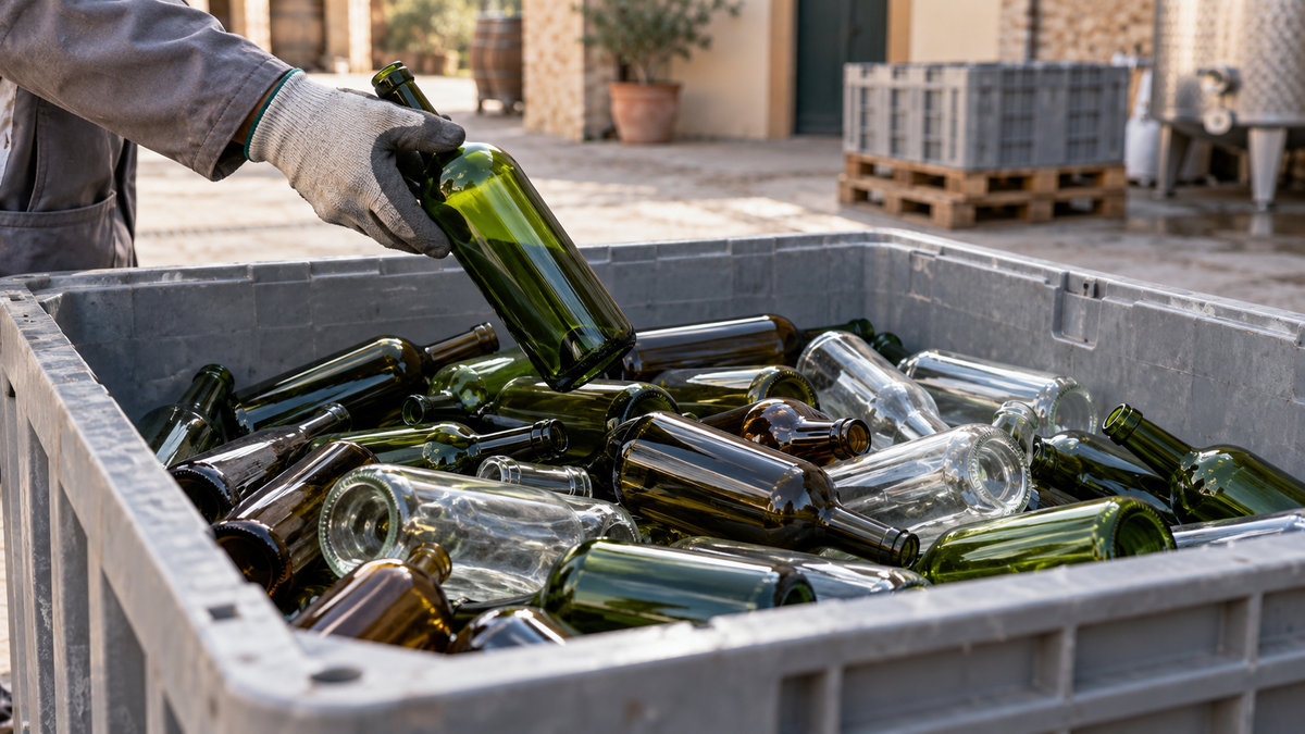 Bottiglie inutilizzate della filiera vinicola